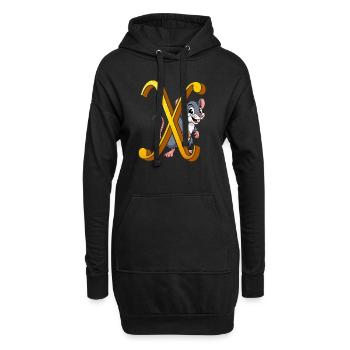 BUCHSTABE X - Hoodie-Kleid - Schwarz - Vorne