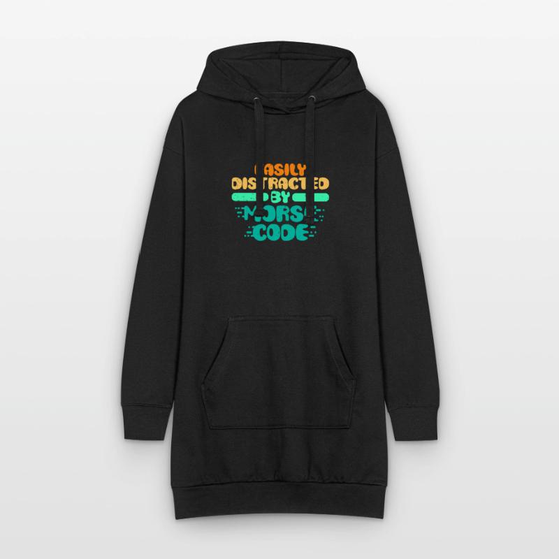 Morsecode Easily Distracted By Morse Code Hoodie-Kleid