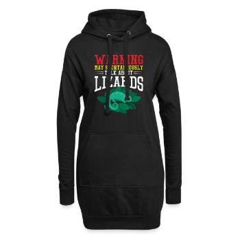 Fun Warning Lizard Talk Design - Hoodie-Kleid - Schwarz - Vorne