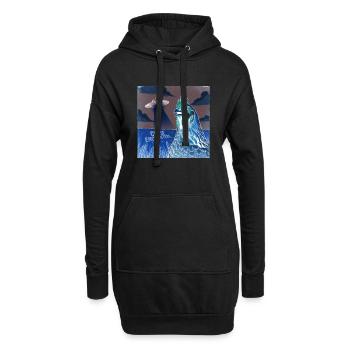 Aliens Und Hühner: Unerwartete Begegnungen - Hoodie-Kleid - Schwarz - Vorne