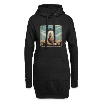 Nahe Begegnung Huhn UFO Feld - Hoodie-Kleid - Schwarz - Vorne