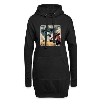 Außerirdische Begegnungen Auf Dem Bauernhof - Hoodie-Kleid - Schwarz - Vorne
