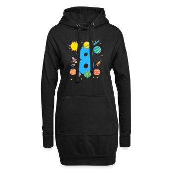Aventure spatiale huit - Sweat-shirt à capuche long Femme - noir - Devant