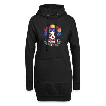 Fille clown avec des fleurs - Sweat-shirt à capuche long Femme - noir - Devant