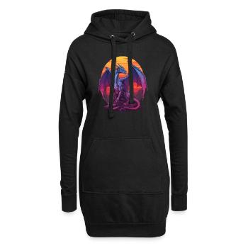 Blauer Drache Sonnenuntergang - Hoodie-Kleid - Schwarz - Vorne