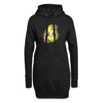 Avocat doux aux fleurs - Sweat-shirt à capuche long Femme - noir - Devant