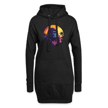 Gorilla im Sonnenuntergang - Hoodie-Kleid - Schwarz - Vorne
