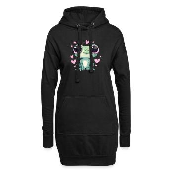 Frosch mit Herzaugen - Hoodie-Kleid - Schwarz - Vorne