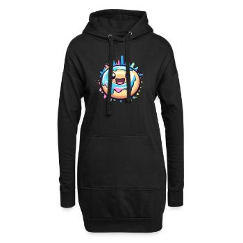 Donut mit Zuckerguss - Hoodie-Kleid - Schwarz - Vorne