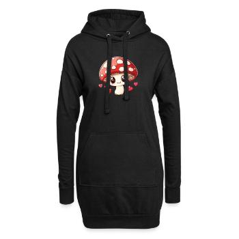 Glückspilz mit Herzaugen - Hoodie-Kleid - Schwarz - Vorne