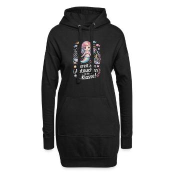 Einschulung Mädchen Meerjungfrau Schulkind 2025 - Hoodie-Kleid - Schwarz - Vorne