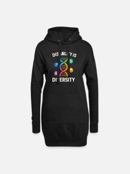 Disability Is Diversity DNA Design - Hoodie-Kleid - Schwarz