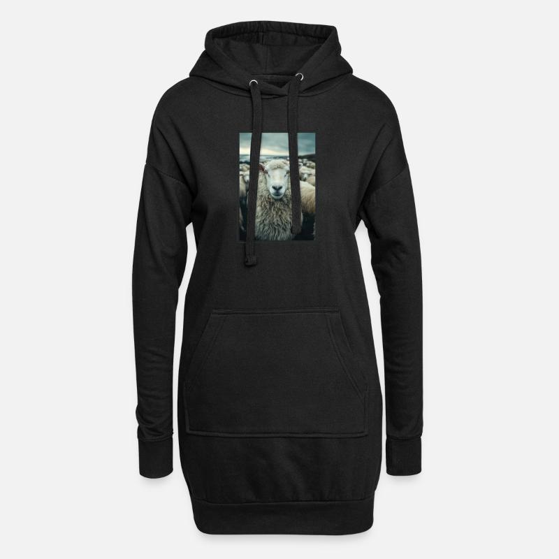 Schafe Schaf - Hoodie-Kleid - Schwarz