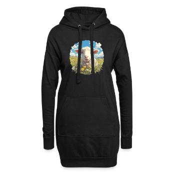 Schafe Schaf - Hoodie-Kleid - Schwarz - Vorne