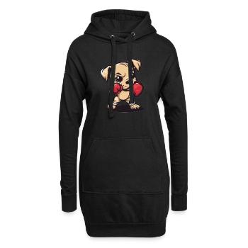 Boxerhund mit Power - Hoodie-Kleid - Schwarz - Vorne
