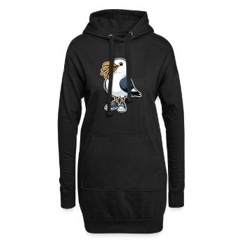 Mouette Drôle Avec Frites Et Baskets - Sweat-shirt à capuche long Femme - noir - Devant