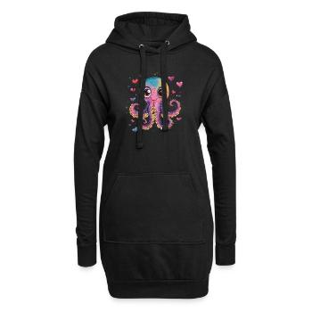 Pieuvre avec des cœurs - Sweat-shirt à capuche long Femme - noir - Devant