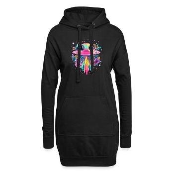 OVNI avec pluie de fleurs - Sweat-shirt à capuche long Femme - noir - Devant
