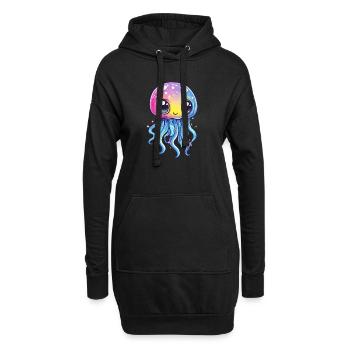 Méduse arc-en-ciel - Sweat-shirt à capuche long Femme - noir - Devant