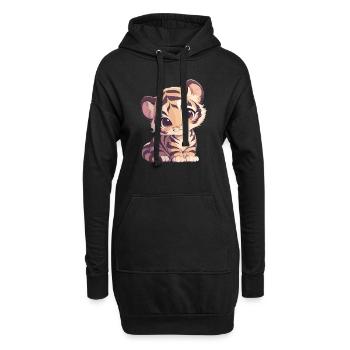 Sumatra-Tiger - Hoodie-Kleid - Schwarz - Vorne
