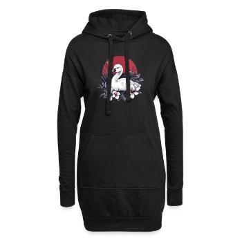 Schwan mit Blumen - Hoodie-Kleid - Schwarz - Vorne