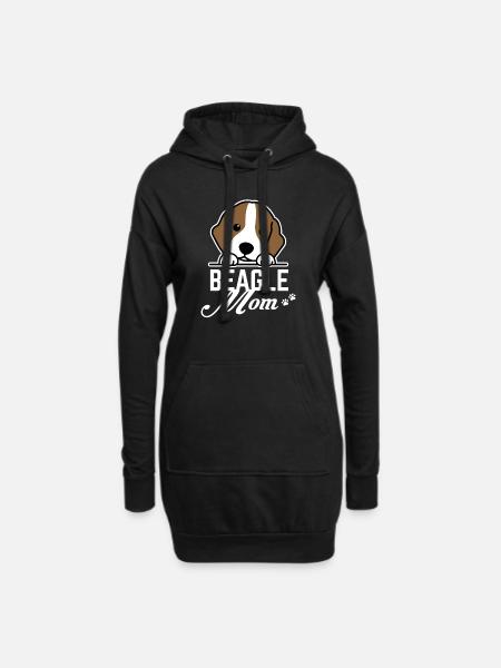 Beagle Mom - Mama - Mutter - Hoodie-Kleid - Schwarz