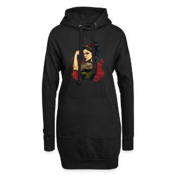 Femme forte Mère Roses Cadeau de fête des mères - Sweat-shirt à capuche long Femme - noir - Devant