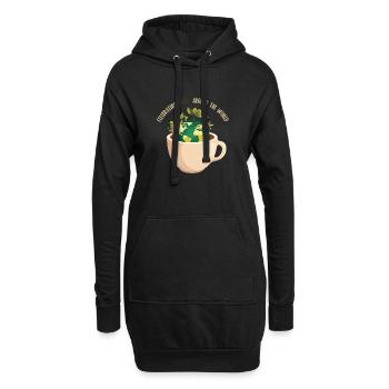 Welttag des Kaffees - Hoodie-Kleid - Schwarz - Vorne