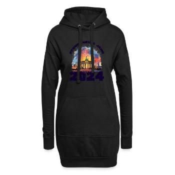 Bonne année avec feux d’artifice à Berlin - Sweat-shirt à capuche long Femme - noir - Devant