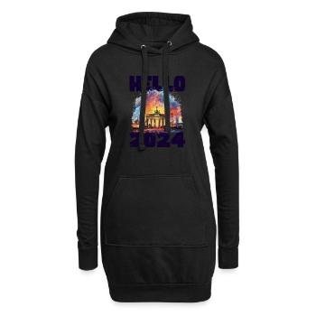Bonne année avec feux d’artifice à Berlin - Sweat-shirt à capuche long Femme - noir - Devant
