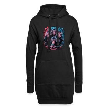 singe sage avec téléphone portable drôle multi conception multimédia - Sweat-shirt à capuche long Femme - noir - Devant