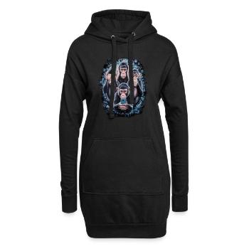 Weise Affen Mit Handy Lustiges Multi Media Design - Hoodie-Kleid - Schwarz - Vorne