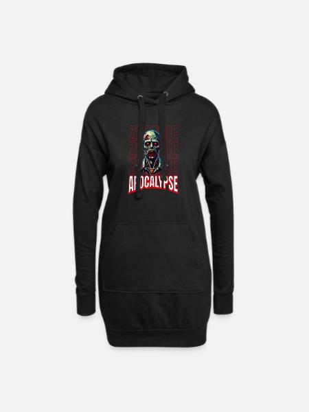 Zombie Apocalypse Happy Halloween Artwork - Hoodie Dress - black