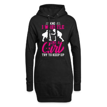 Je sais que je lutte comme une fille pour essayer de suivre - Sweat-shirt à capuche long Femme - noir - Devant