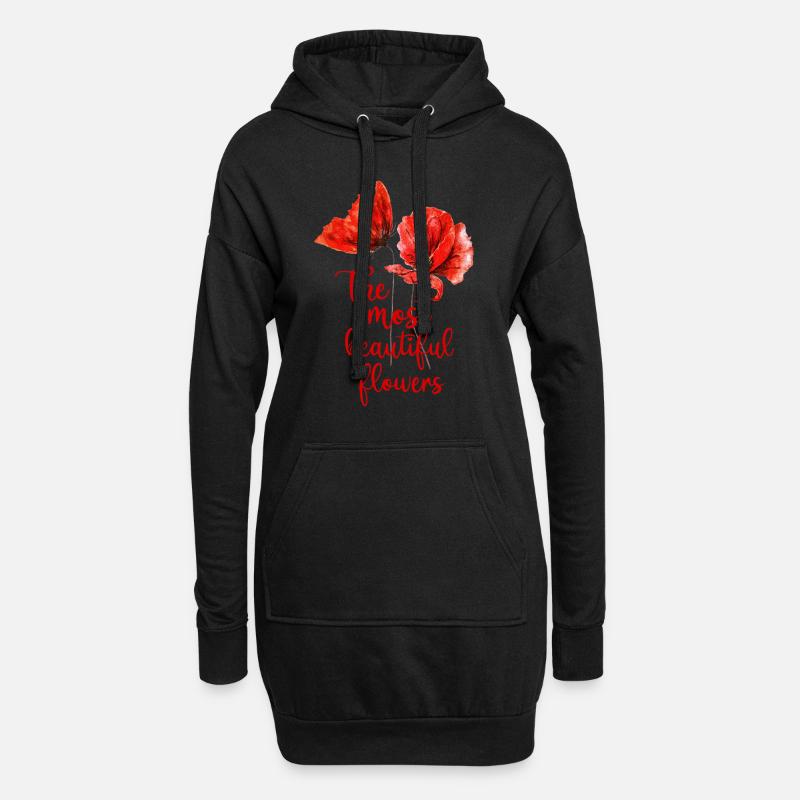 Mohnblumen Mohn rot - Hoodie-Kleid - Schwarz