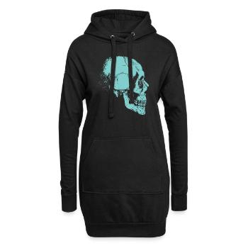 Skelett Totenkopf Bones - Hoodie-Kleid - Schwarz - Vorne