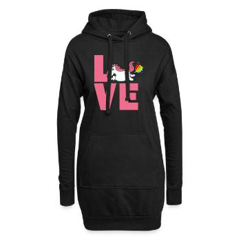 Love Einhorn - Hoodie-Kleid - Schwarz - Vorne