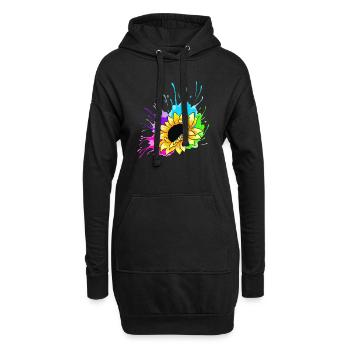 Sonnenblume Splash - Hoodie-Kleid - Schwarz - Vorne
