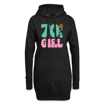 70er Jahre Mädchen 70s Girl Hippie - Hoodie-Kleid - Schwarz - Vorne