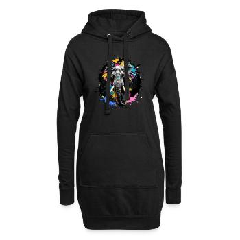 Éléphant, graffiti, peinture, coloré, aquarelle - Sweat-shirt à capuche long Femme - noir - Devant