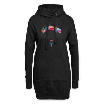 skydiving, parachute, graffiti, colorful - Hoodie Dress - black - Front