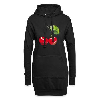 cerise - Sweat-shirt à capuche long Femme - noir - Devant