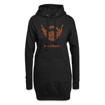 wurstbart - lustiges Bart Motiv aus Wurst - Hoodie-Kleid - Schwarz - Vorne
