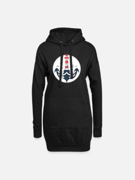 Maritime Illustration eines Ankers - Hoodie-Kleid - Schwarz
