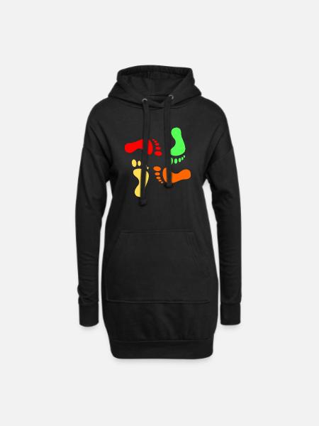 Fußspuren - Hoodie-Kleid - Schwarz