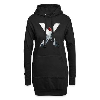 X – caractère décoratif – hiver - Sweat-shirt à capuche long Femme - noir - Devant