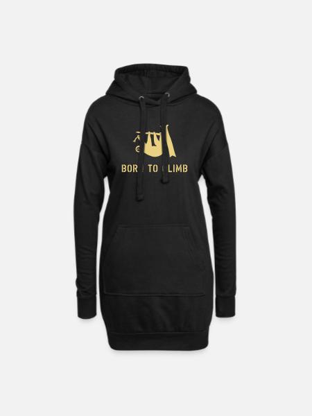 klettern climbing born to climb faultier bouldern - Hoodie-Kleid - Schwarz