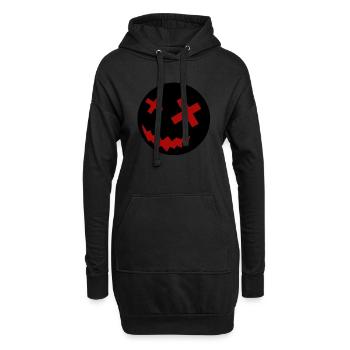 Visage souriant - Sweat-shirt à capuche long Femme - noir - Devant