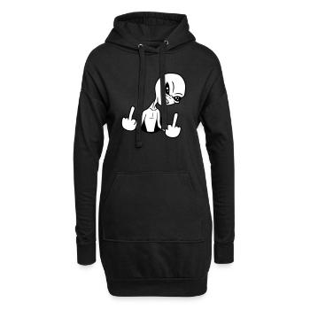 loch beleidigen wichser mittelfinger fuck you off - Hoodie-Kleid - Schwarz - Vorne