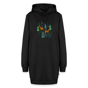 Jagdzeit Waldbewohner Hirsch und Reh Geschenk - Hoodie-Kleid - Schwarz - Vorne - AI Model Female 172 light (172cm)